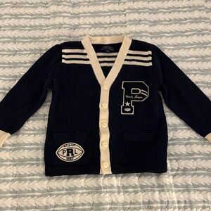 Polo by Ralph Lauren Kids Navy Cardigan with Cream Details